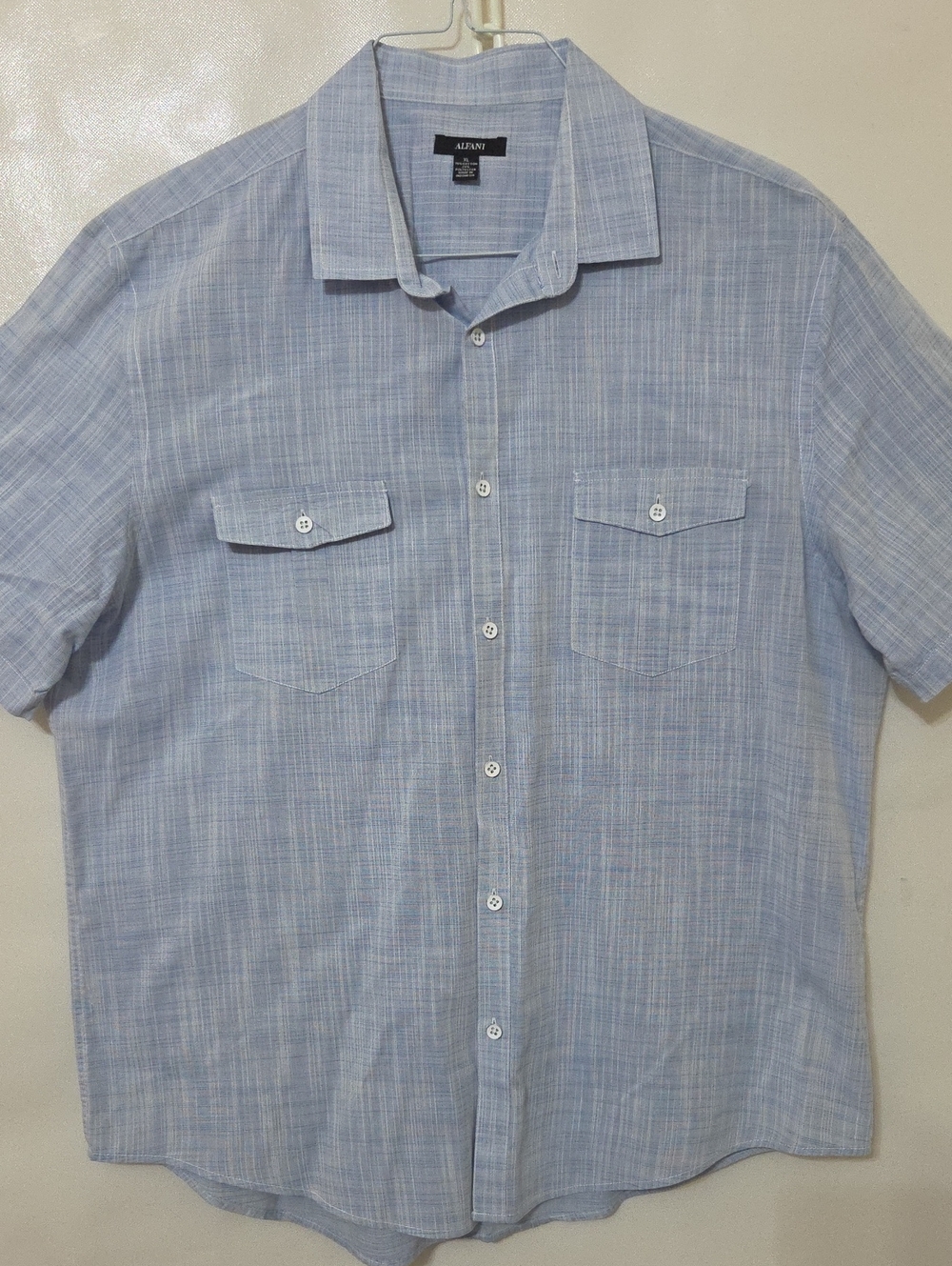 Alfani Men’s Light Blue Plaid Short-Sleeve Button-Down Shirt - Size XL